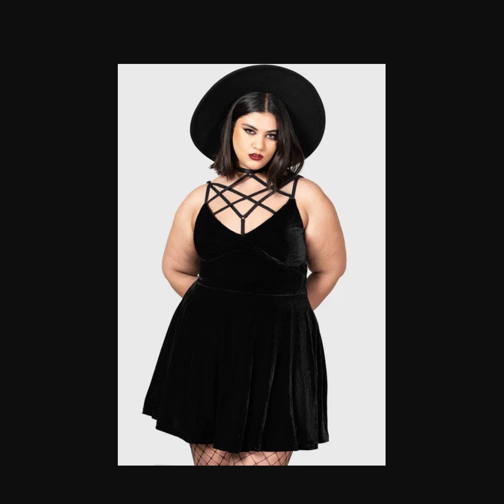 Killstar Black Velvet Mini Dress